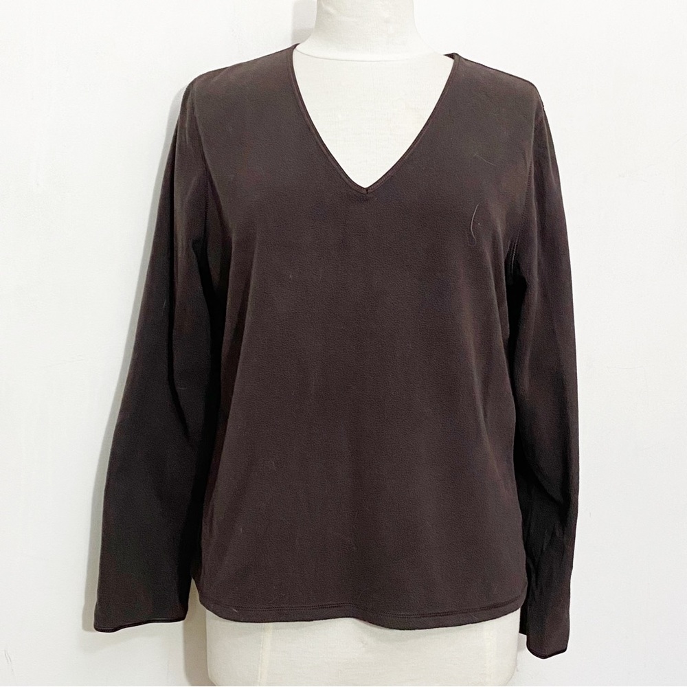 OLD NAVY Easy Fit v-neck lightweight fleece pullover top. Rich brown  L